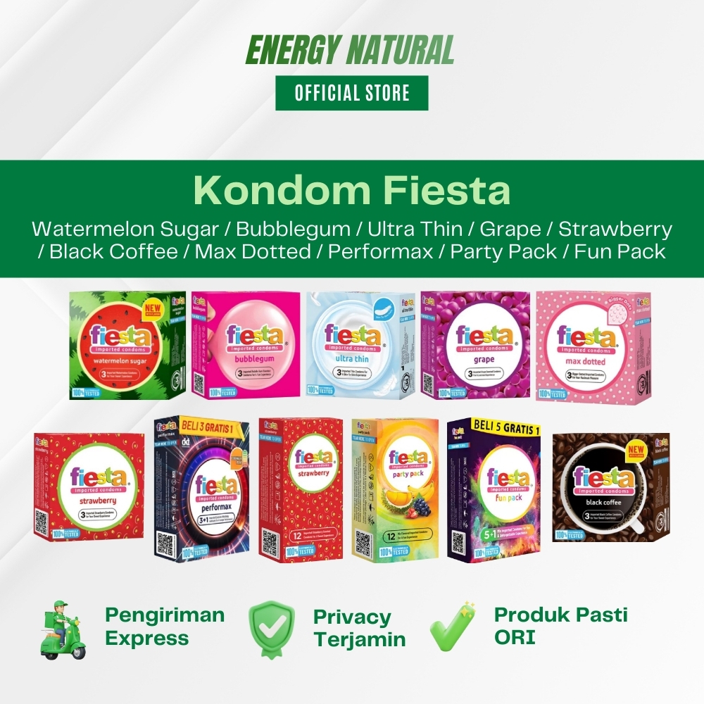 Kondom Fiesta Semua Varian Condom Rasa Buah Bergerigi Ultrathin