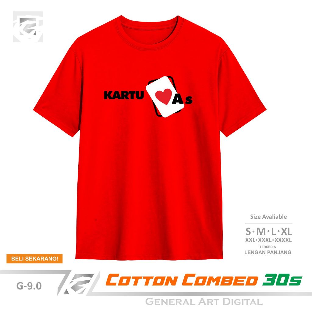 Baju Kaos Kartu AS T-Shirt Distro Pria Wanita Kaos Operator Kartu