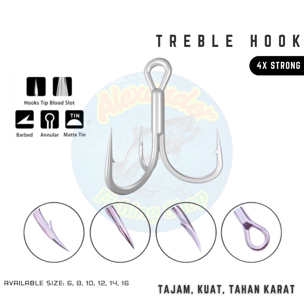 Treble Hook 4x Strong ST46 | Treble Hook Minnow | Kail Garong | Kail Stickbait | Kail Popper