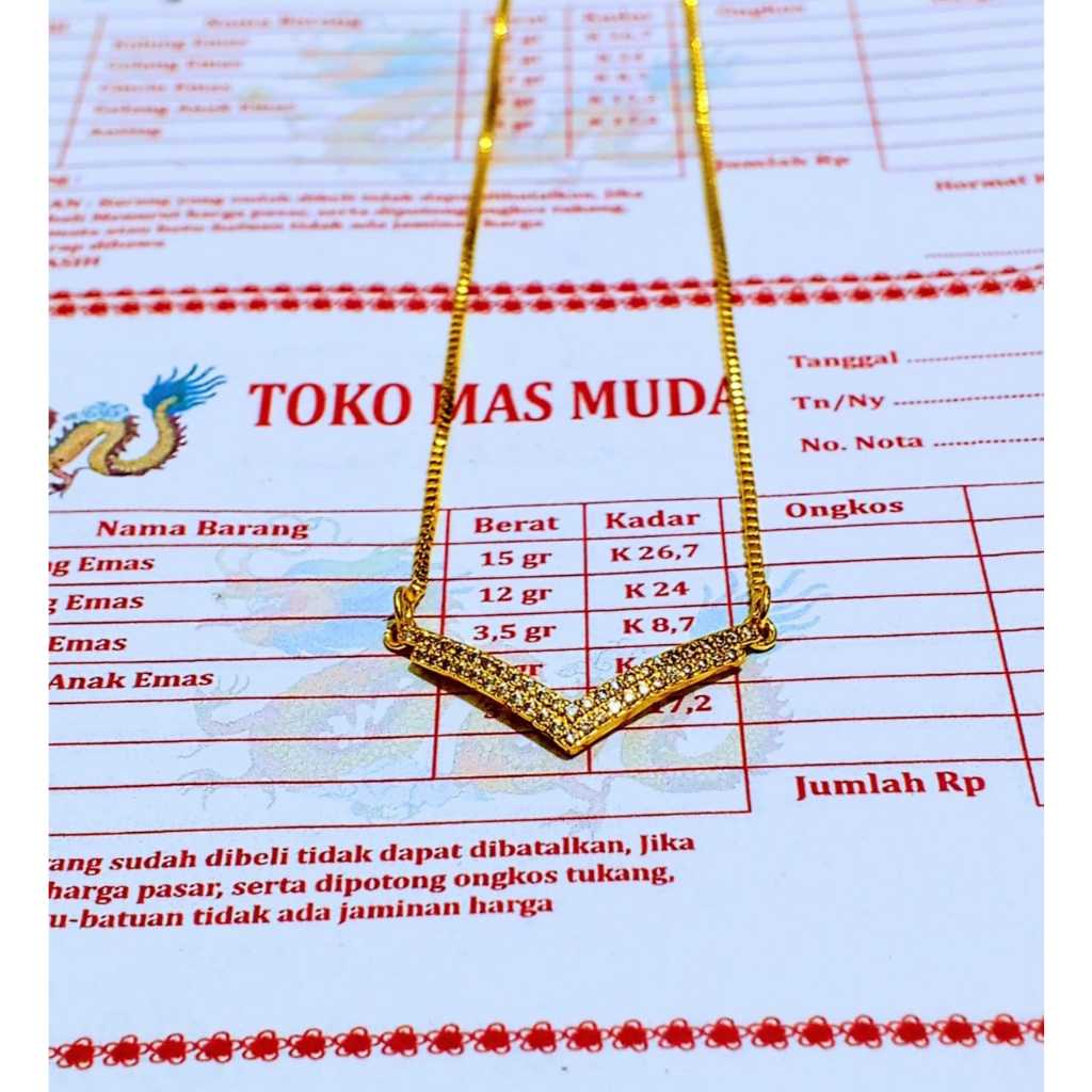 Kalung Koye Gold Lapis Emas Elegan Anti Karat KALUNG FUJI BERLAPIS EMAS MUDA ADA SURAT DARI TOKO