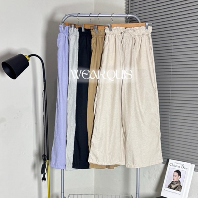 Wear.Quis | Celana Kulot Linen Highwaist Tali Serut | Celana Kulot Linen Premium Casual Outfit Wanit