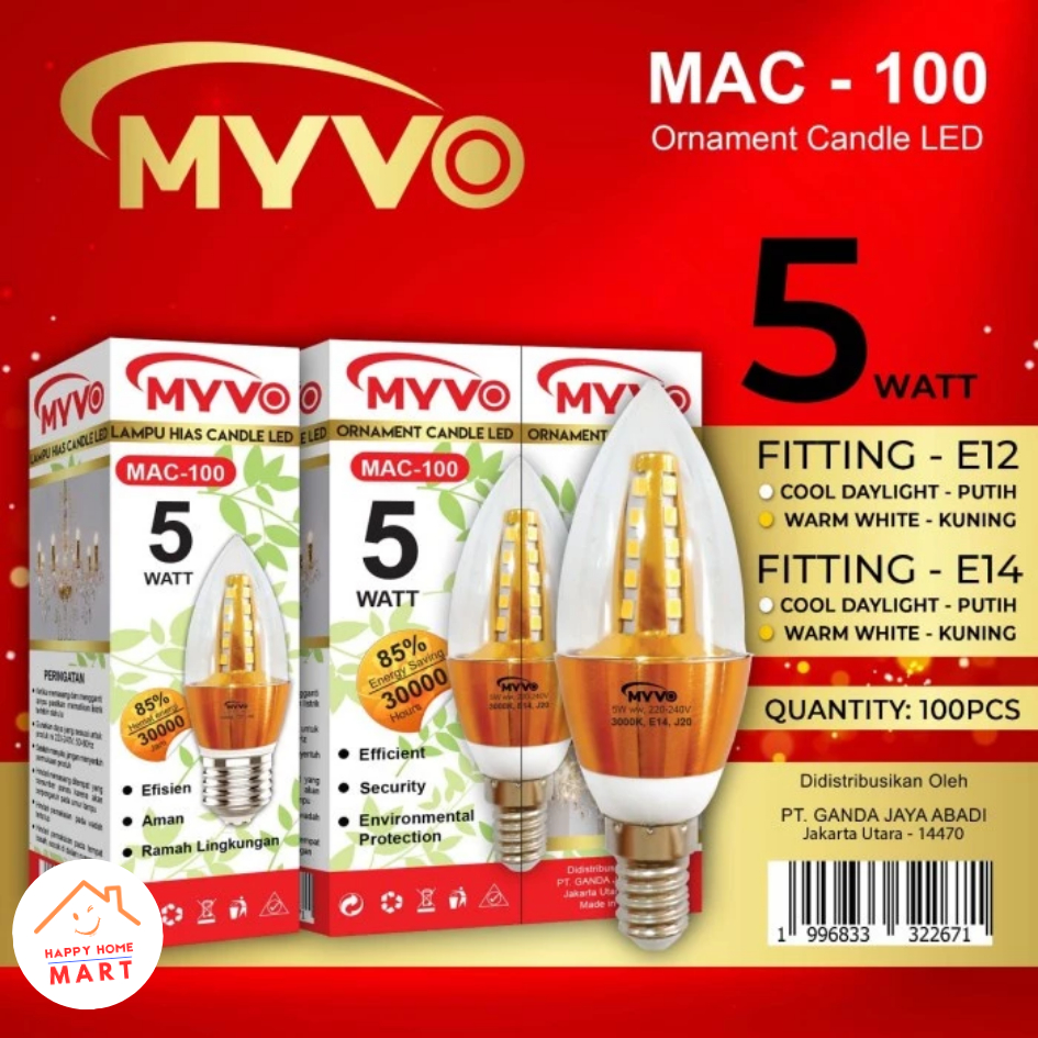 Lampu LED Bohlam Candel Candle Putih / Kuning Lilin Jantung Jagung 5 Watt