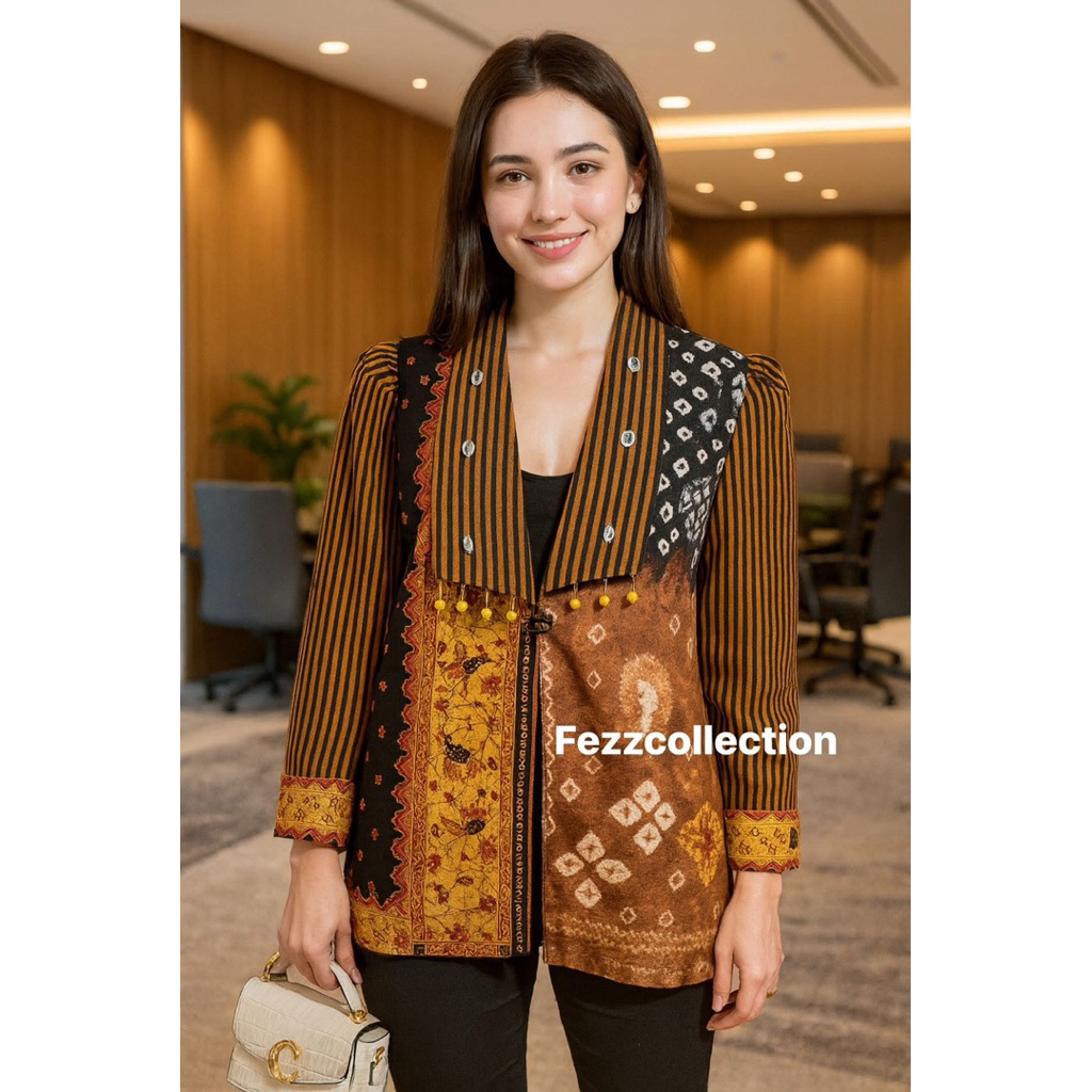 blazer jumputan kombinasi