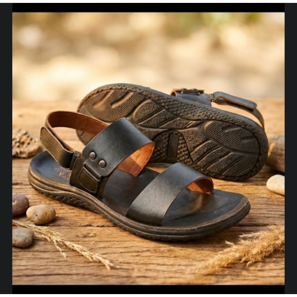 SANDAL KULIT PRIA MODEL SLEMPANG TALI BELAKANG