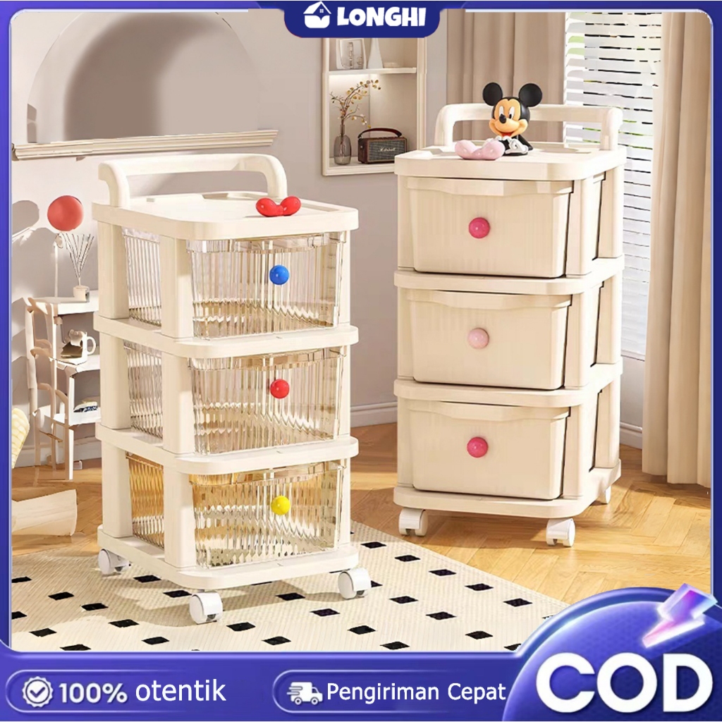 Rak susun plastik Rak Makanan Rak Dapur Rak Laci Susun Serbaguna Tempat Penyimpanan Katrol