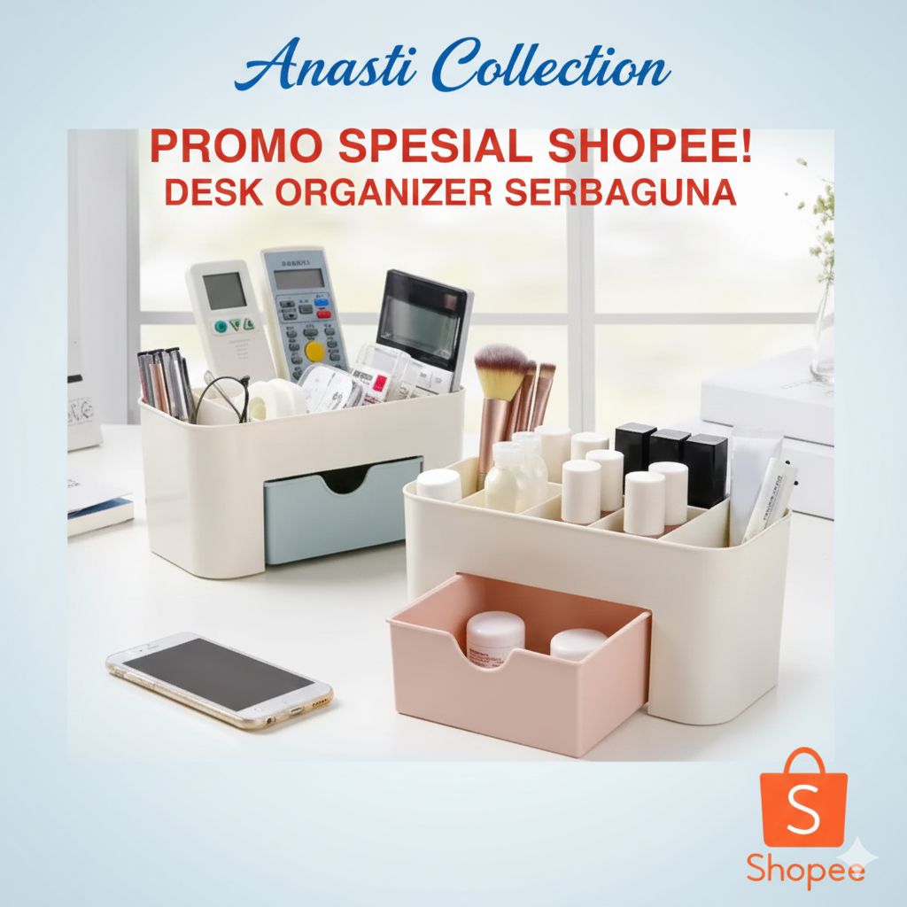 Rak Laci ATK meja minimalis tempat penyimpanan organizer kosmetik makeup aksesoris alat tulis kantor