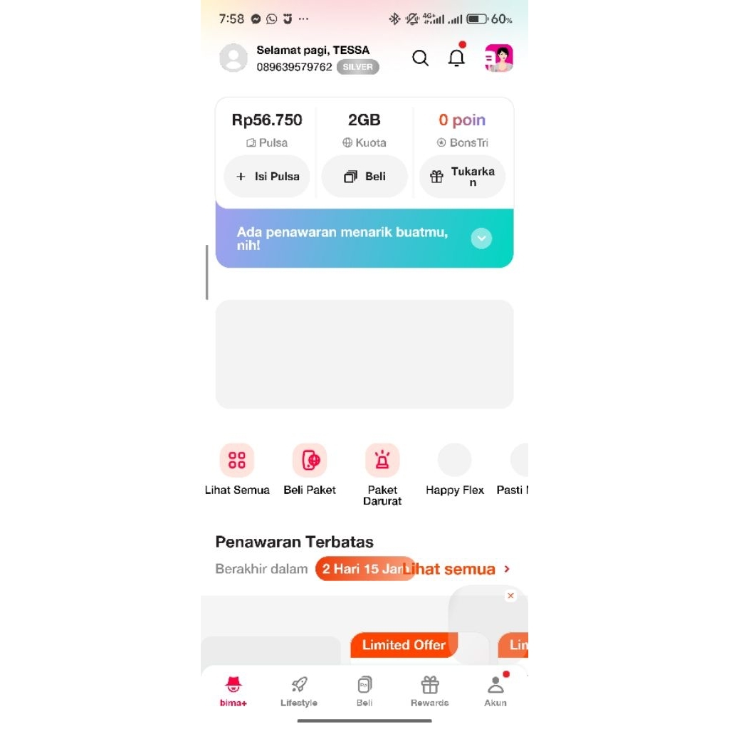 Kartu Tri Legend 2gb 1500k