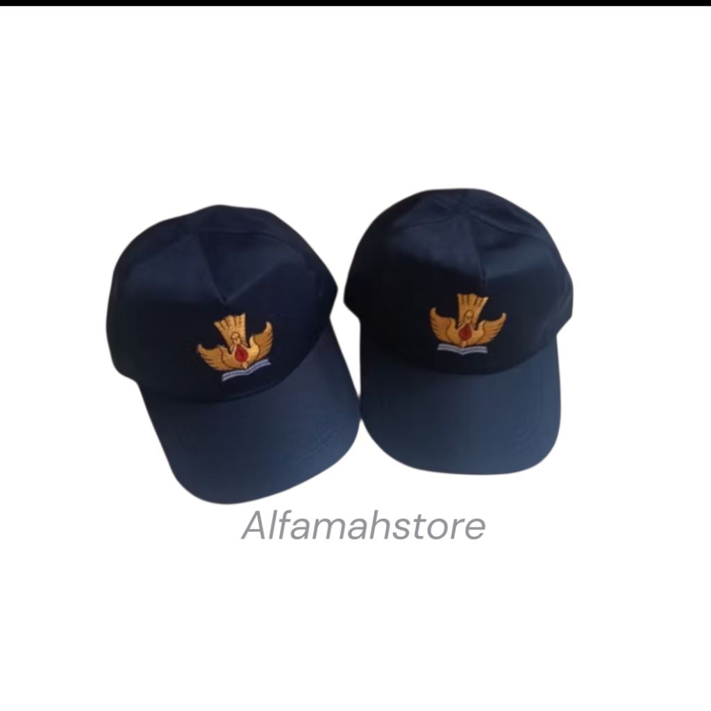 TOPI SMP BAHAN DRILL BELAKANG RELL BORDIR NAMA/POLOS