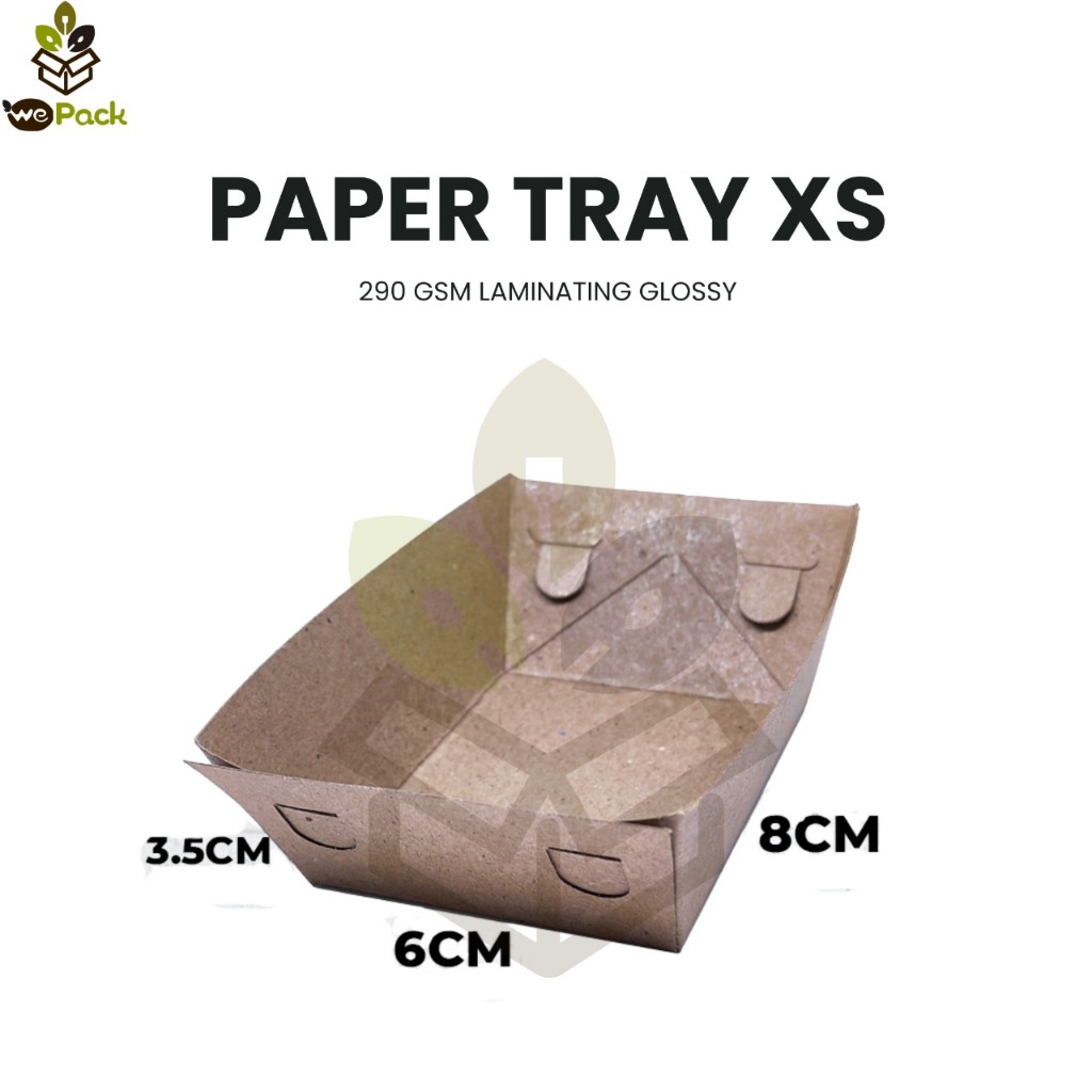 FOOD PAPER TRAY OPEN TRAY NAMPAN KRAFT KERTAS KENTANG GORENG snack size XS Laminasi