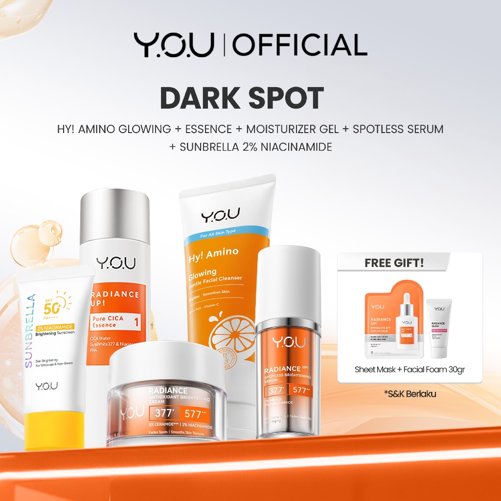 YOU 5in1 Paket Skincare Set 5pcs Radiance Glow, Radiance Up, Acneplus, Peeling Serum, Retinol,  Sunb