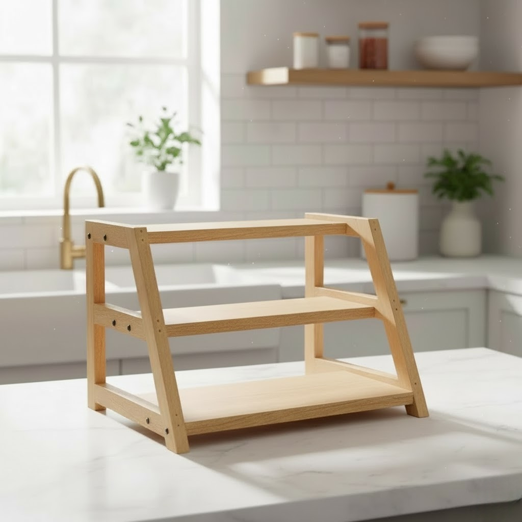 Rak Bumbu Dapur Rak Kayu Pinus 3 Susun Tempat Bumbu Dapur Serbaguna