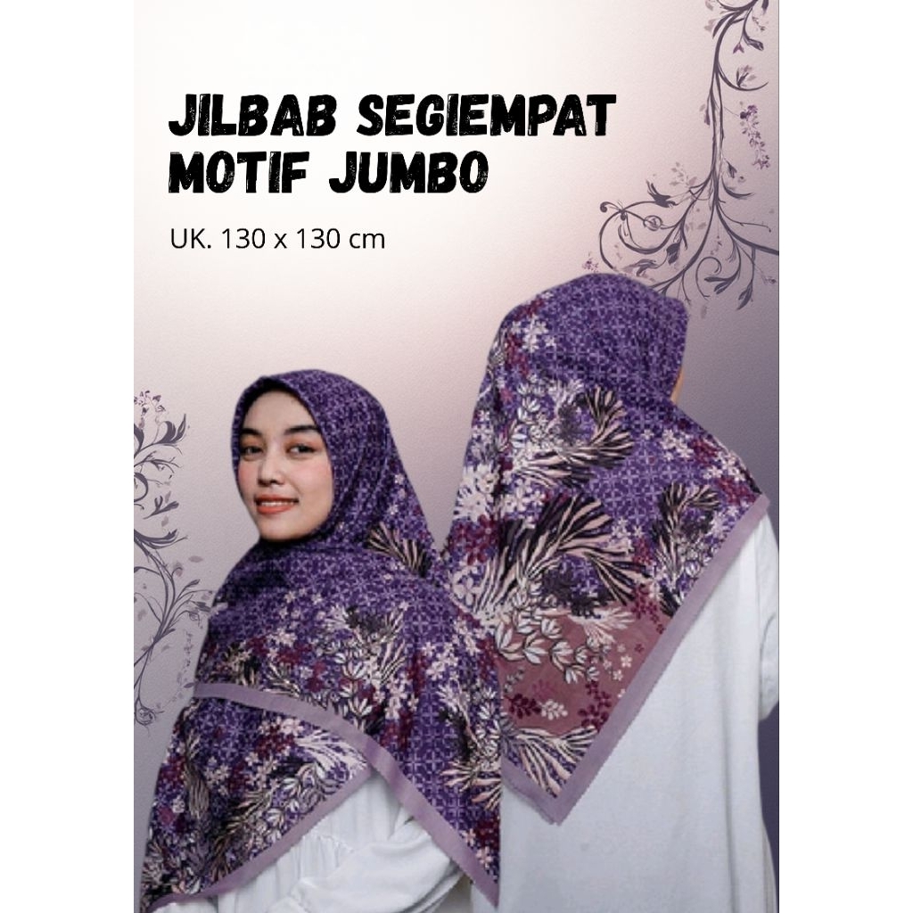 Hijab segiempat voal premium motif jumbo/ jilbab segiempat jumbo kekinian