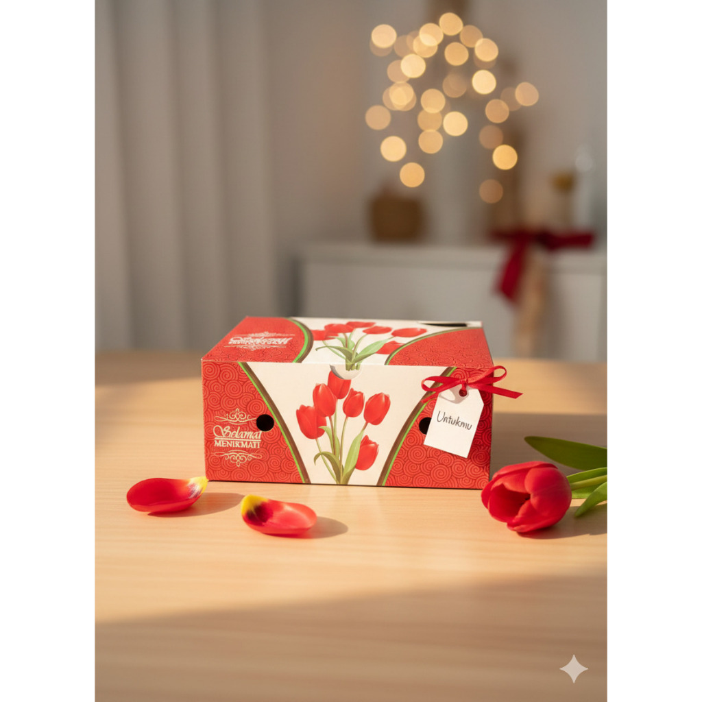 Kotak Dus Snack Bunga/polos coklat 12x16 Cm