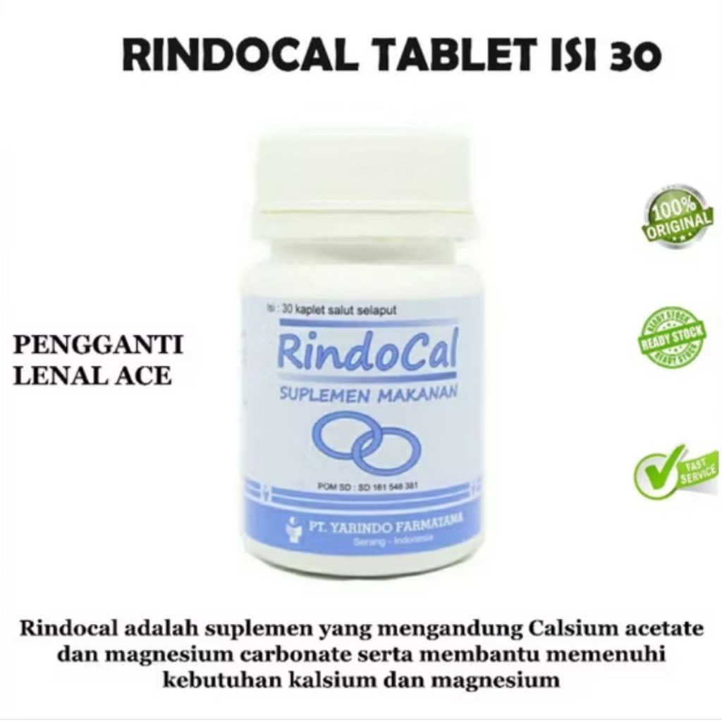 RINDOCAL isi 30 Suplementasi Magnesium dan Kalsium spt LENAL ACE aman untuk Ginjal CKD