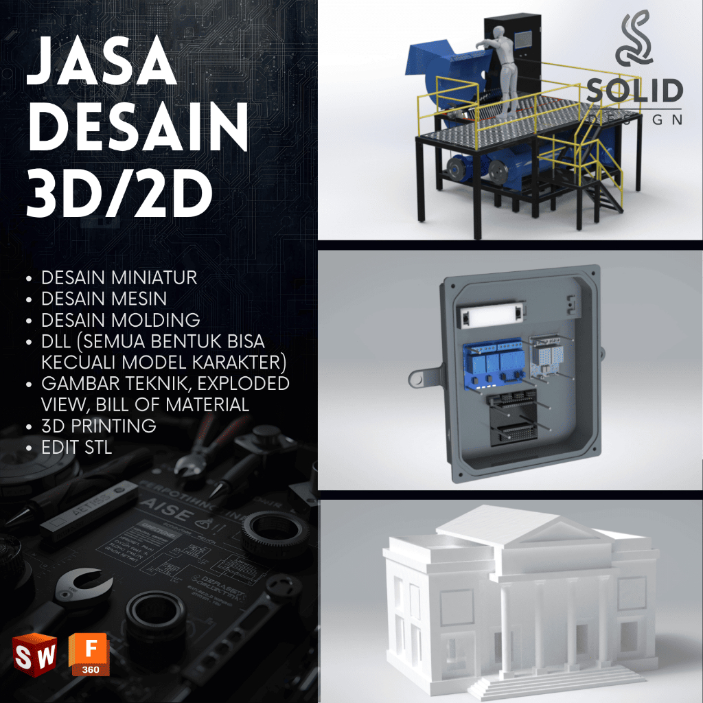 Jasa Desain 3d Modeling/CAD | Maket, Mesin,Produk Custom, 3d Print, Furniture, Bangunan, Proyek