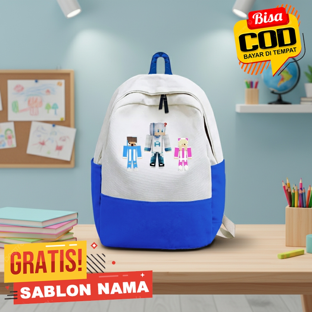 Tas Ransel Anak Akudap Mipan Zuzuzu Minecraft / Tas Gendong Anak Sekolah Akudap Mipan Zuzuzu Minecra