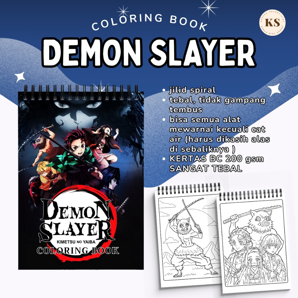 Coloring Book Demon Slayer Kimetsu No Yaiba Anime Manga Buku Mewarnai Remaja Dewasa Cozy Cute