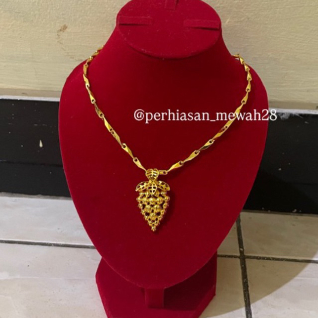 kalung padi liontin anggur berlapis emas keren