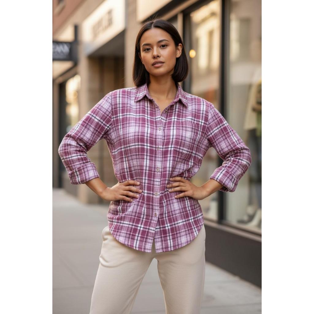 Kemeja Kotak-Kotak Wanita Pink – Preloved Kondisi Mulus