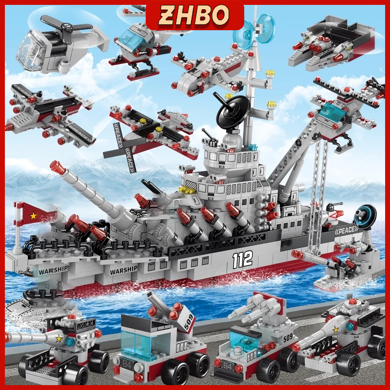 Mainan Edukasi Brick kapal induk Warship Polisi Block Susun Mainan Anak Laki-laki 7/9/11 tahun