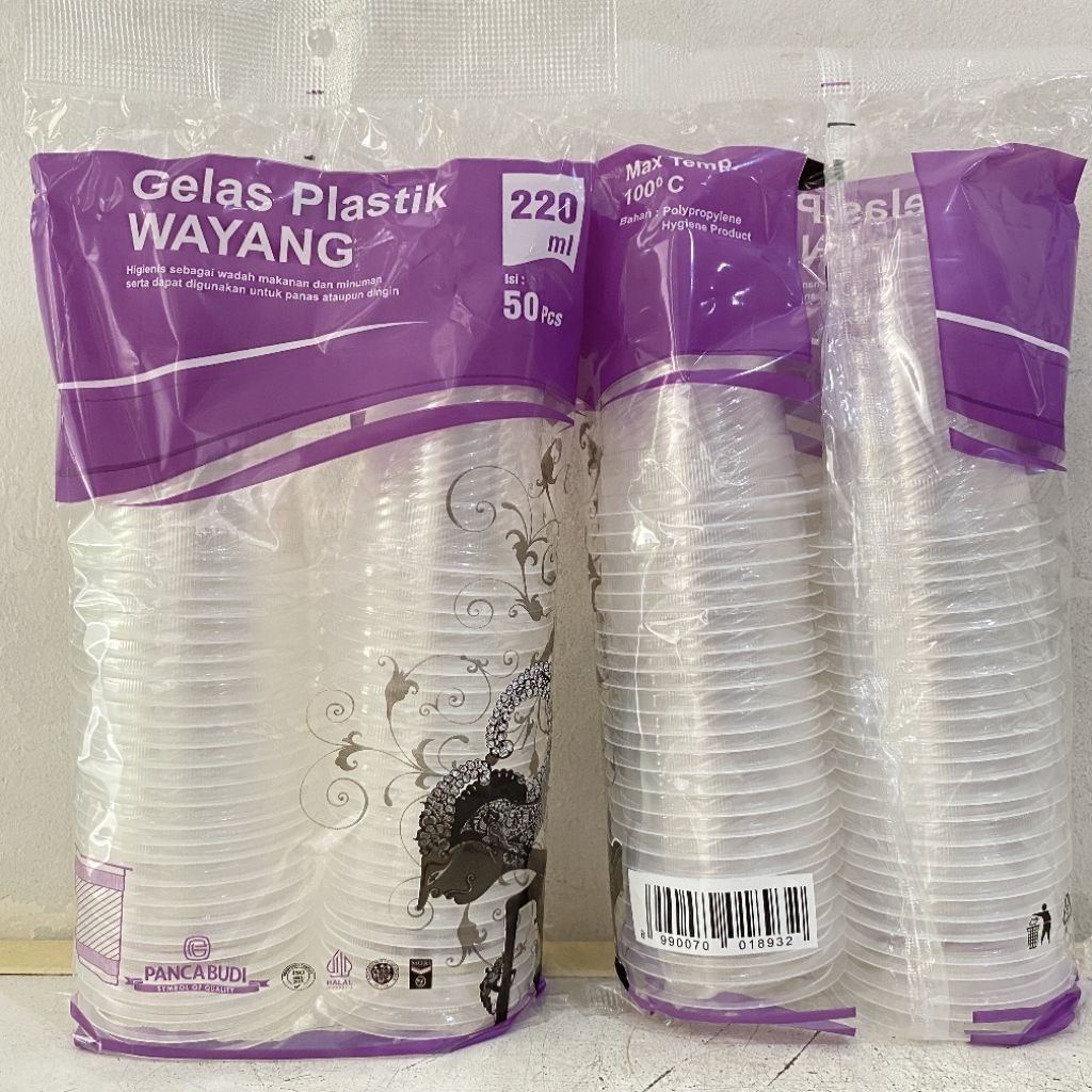 Gelas plastik wayang bening 220 ml (50 pcs) | gelas plastik | gelas kopi plastik