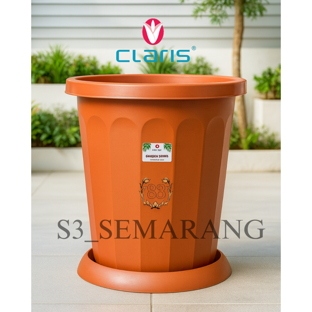 Pot Tanaman Bunga Plastik Besar dengan Tatakanl Claris Pot Flora 5720