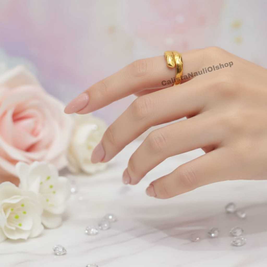 Cincin kobra lilit polos Ukir Jepara perhiasan emas Hongkong anti karat