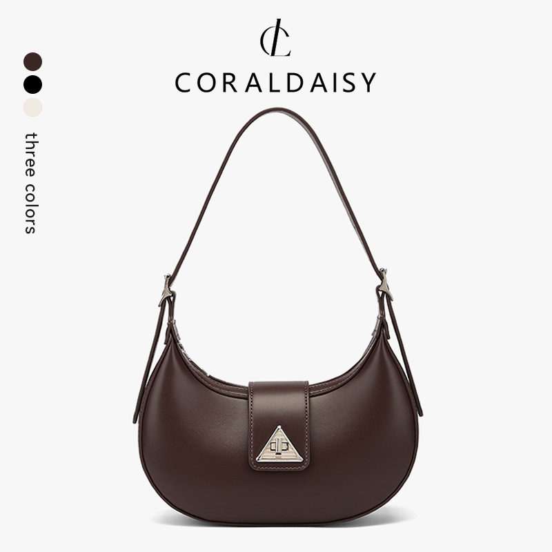 CORALDAISY Tas Wanita 2026 Terbaru Tas Bulan Sabit Gesper Putar Sling Bag Tali Panjang Tas Selempang
