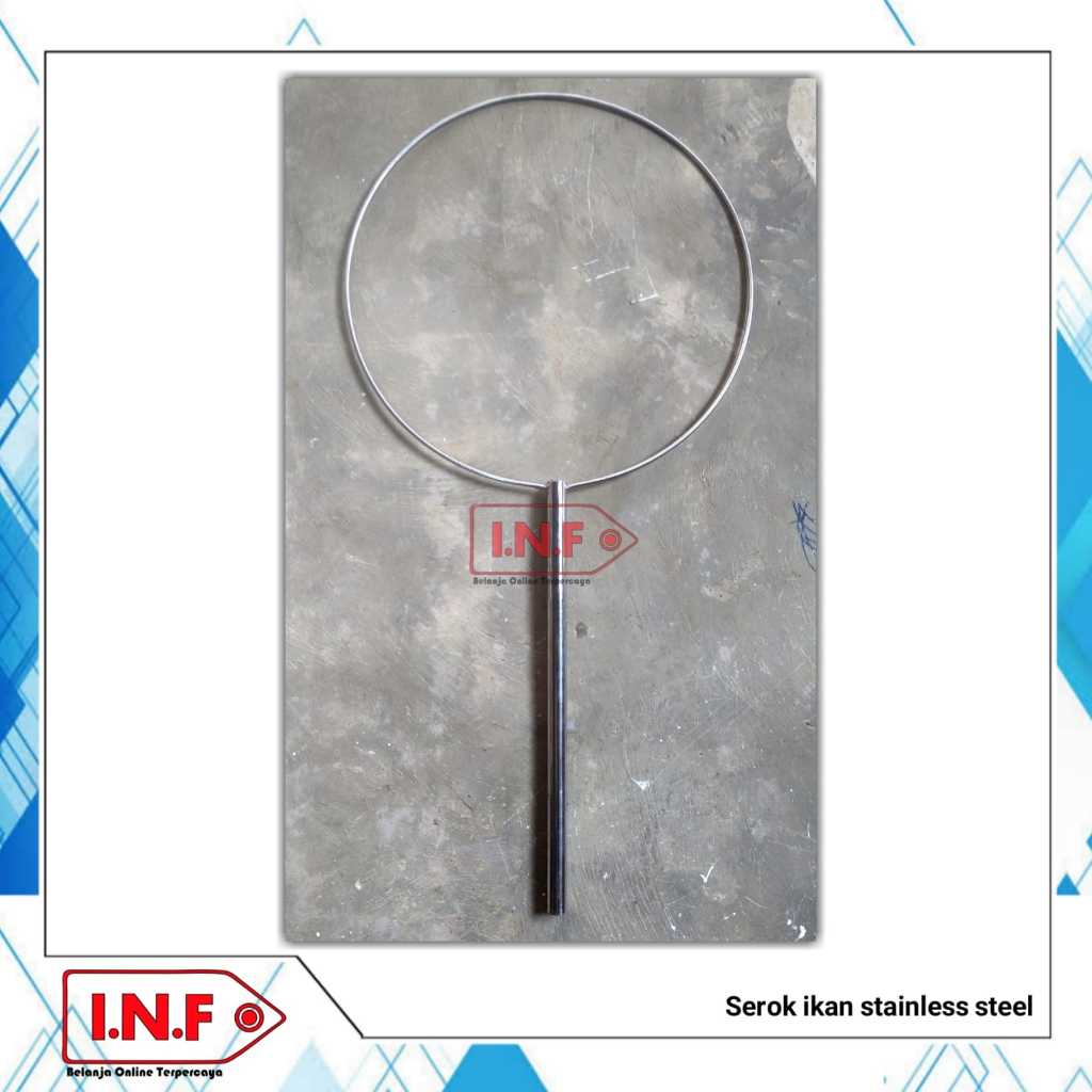 Serok ikan stainless steel + ring serok ukuran besar