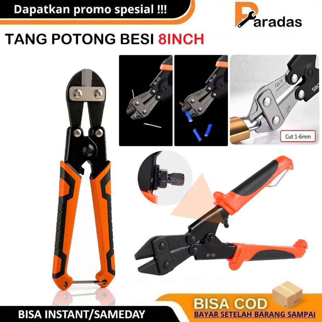 Tang Potong 8inch Gunting Kawat Besi Baja Bolt Cutter Pemotong Baja Kawat Rantai Tang Potong Mini
