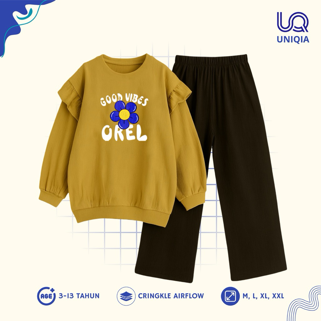 Baju Anak Perempuan Good Vibes Set Kids – Setelan Baju Anak Perempuan Umur 3-13 Tahun | Lengan Panja