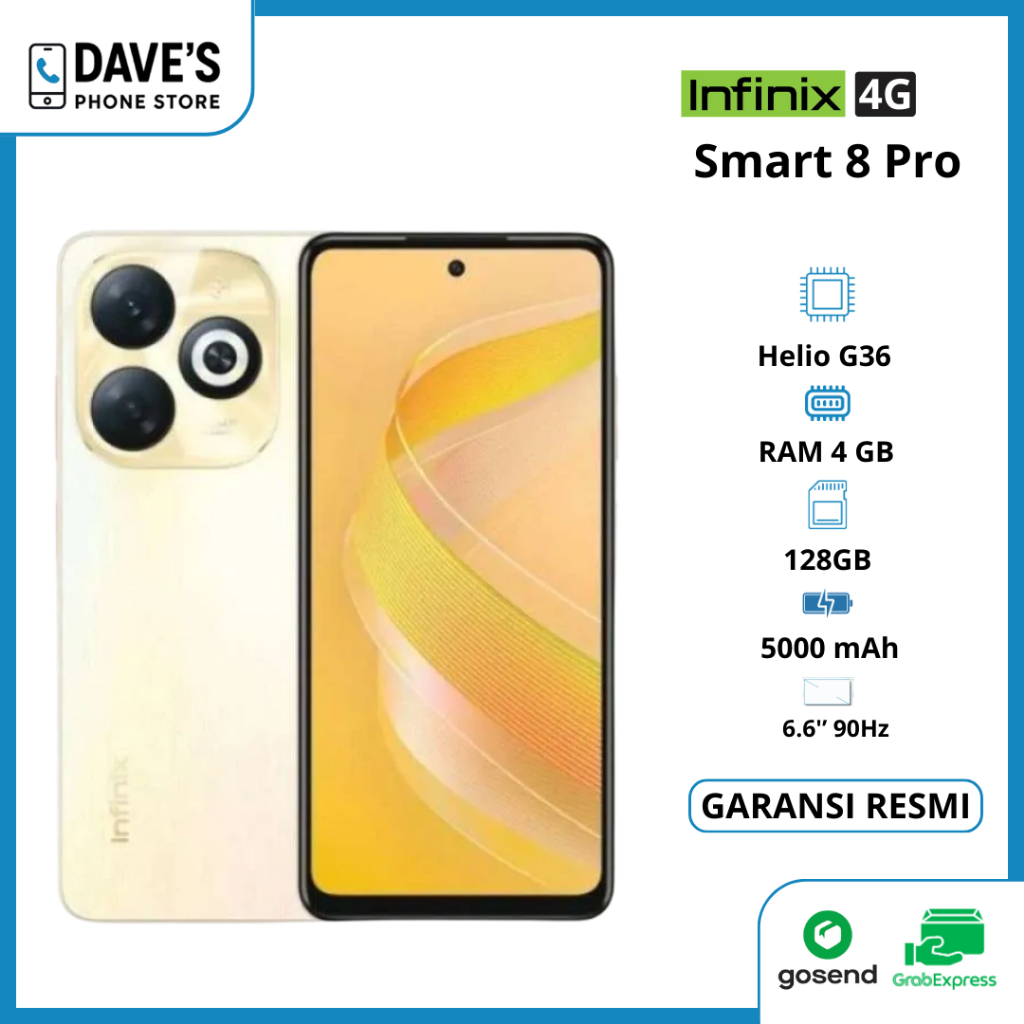 Infinix Smart 8 Pro [4/128GB] - Up to 8GB Extended RAM - 6.6" 90Hz Puch Hole Display - Helio G36 - 5