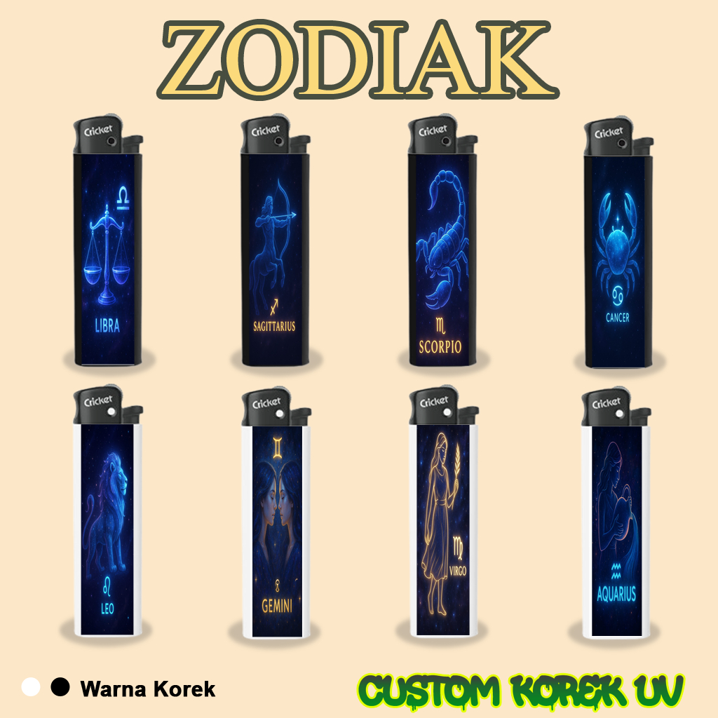 Zodiak Korek Print UV Korek Cricket Print Uv Korek Cricket Custom Sticker Waterproof