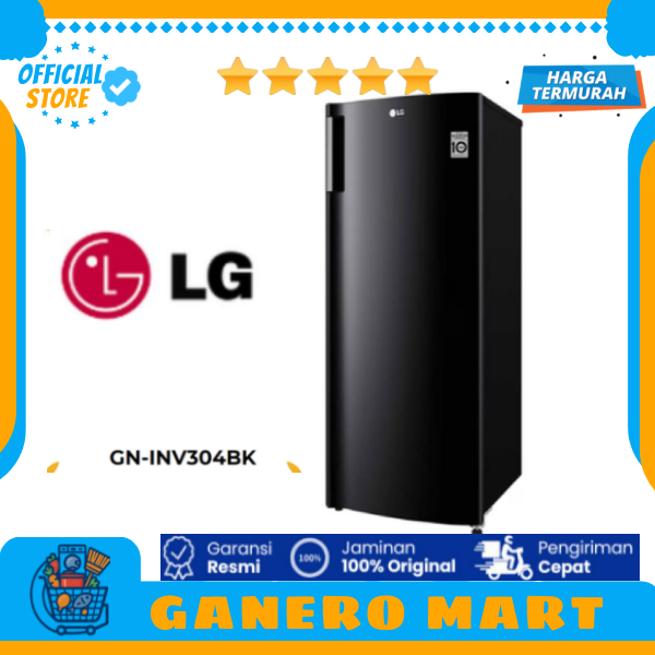 LG Kulkas 1 Pintu Freezer Rak Inverter 6 Rak Type GN-INV304BK Tampilan Western Kompresor Inverter