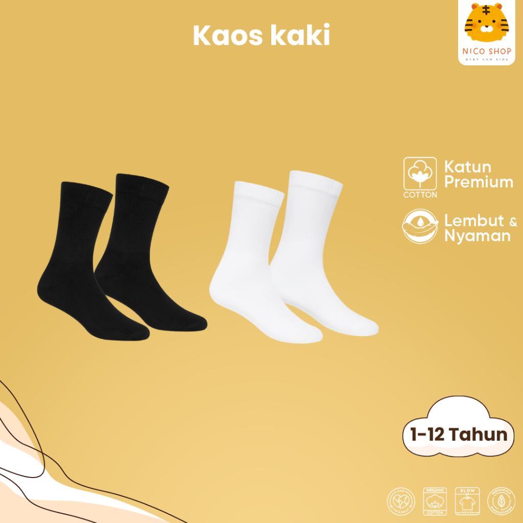 Nico Babyshop Kaos kaki anak polos kaos kaki anak hitam kaos kaki anak putih kaos kaki bayi ukuran 1