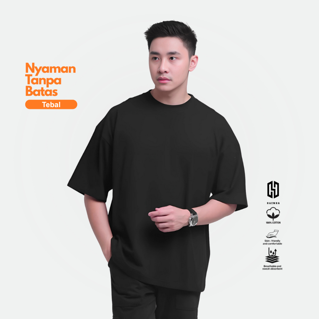HAENHA Kaos Oversized Heavyweight Polos Cotton Combed 16S