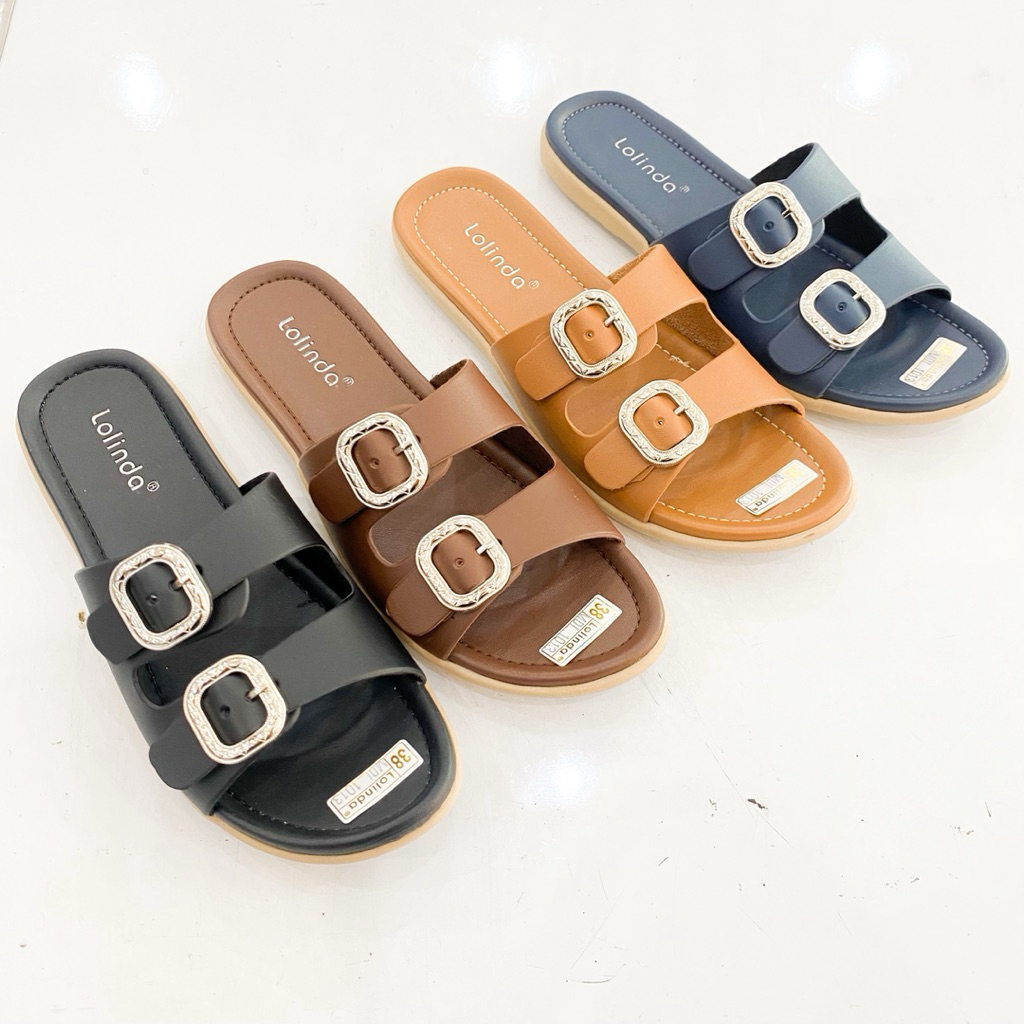 LOLINDA SANDAL WANITA SLOP FLAT TEPLEK TERBARU LOLINDA SENDAL SELOP WANITA MDL 1013