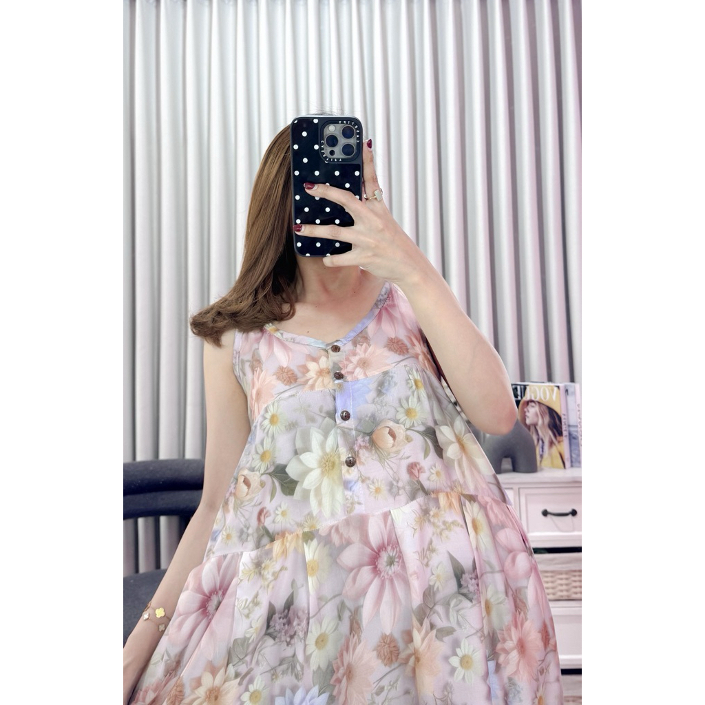 DRESS SALSA/DASTER KEKINIAN/DASTER CANTIK/DASTER RAYON/DRESS BUNGA BUNGA