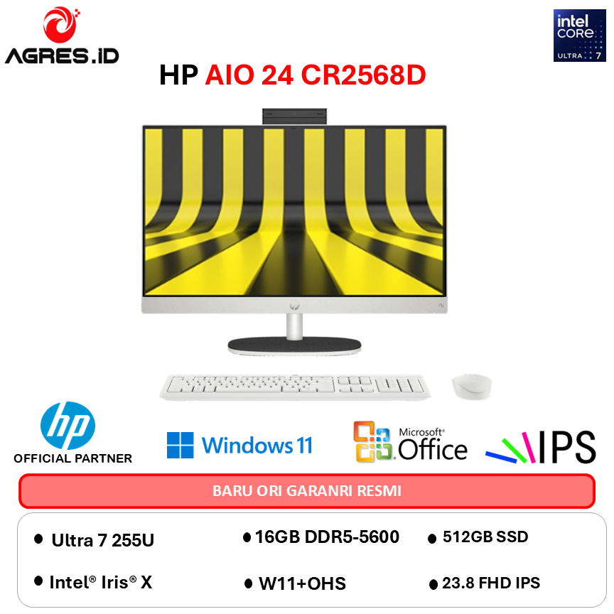 HP AIO 24 ULTRA 7 255U - RAM 16GB 512GB W11+OHS 23.8FHD IPS  -CR2568D