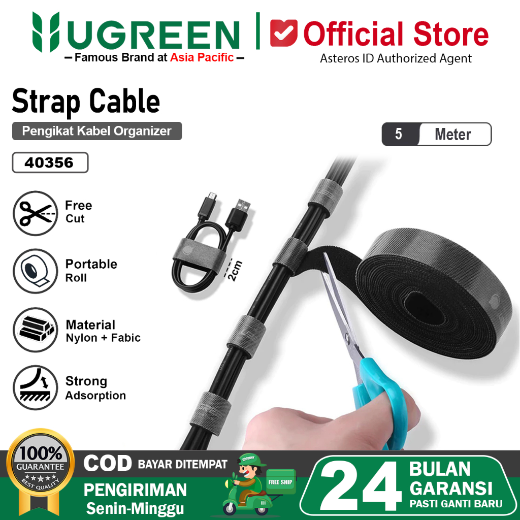 UGREEN Strap Cable Ties Organizer Pengikat Perekat Kabel Serbaguna 2M 5M