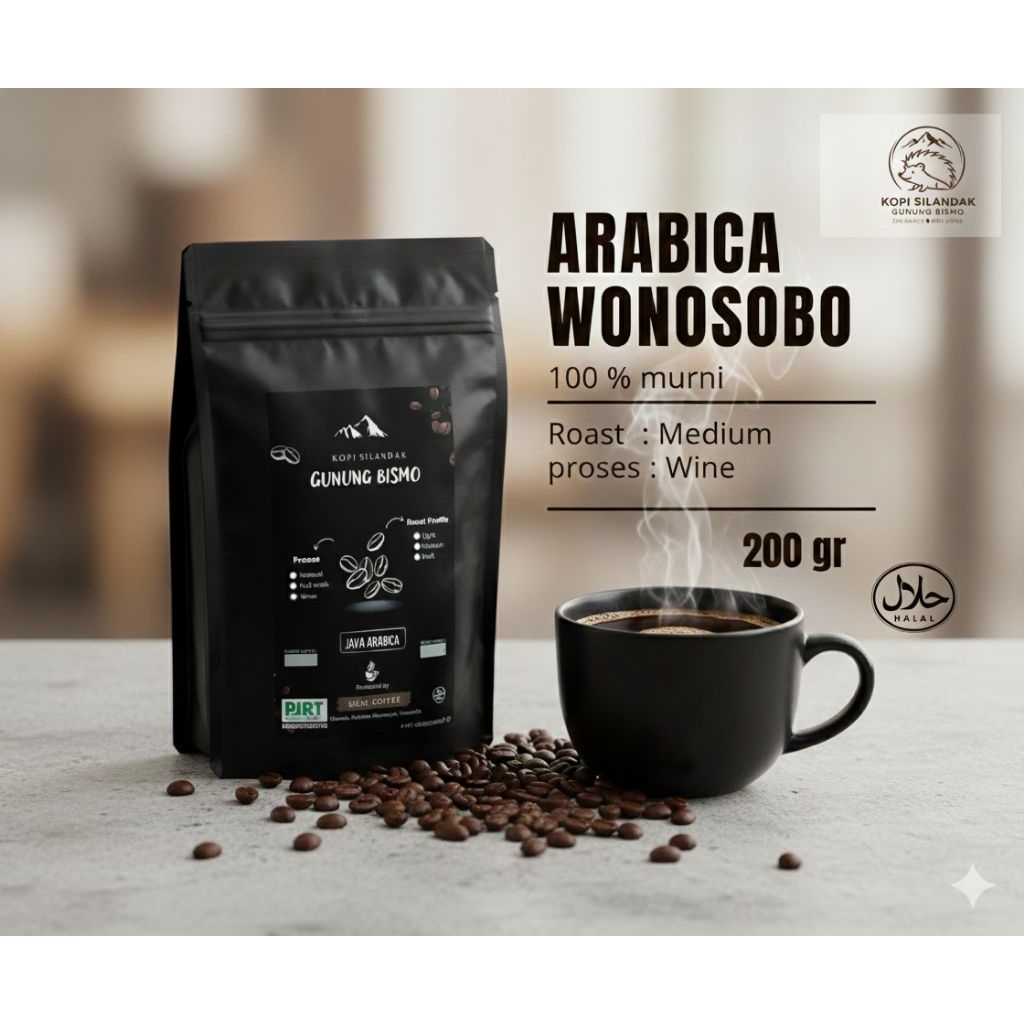 BUBUK KOPI ARABICA WONOSOBO WINE SILANDAK GUNUNG BISMO 200g