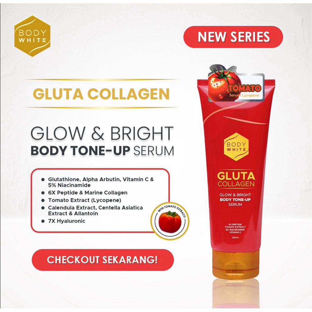 HB BODY WHITE GLUTA COLLAGEN GLOW & BRIGHT BODY TONE-UP SERUM || LOTION COLLAGEN EXTRAK TOMAT