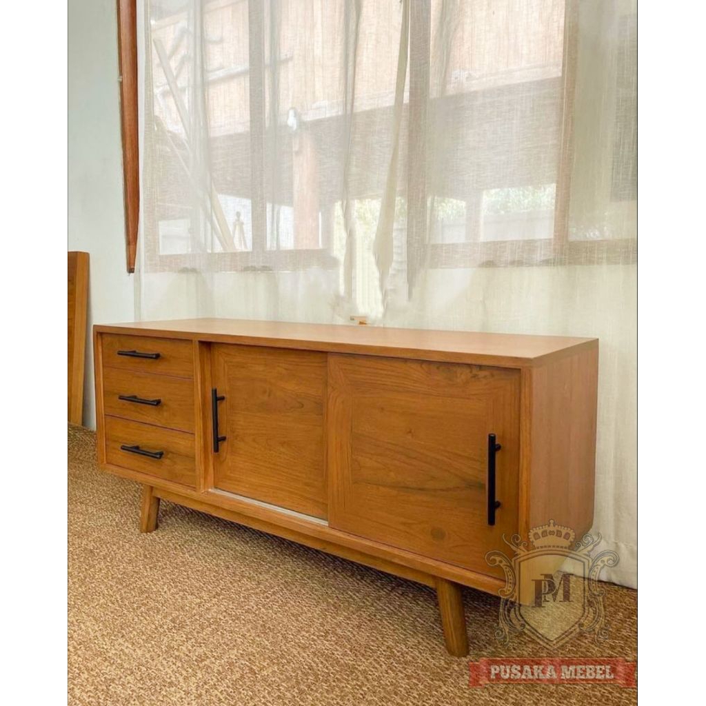 meja rak bawah tv kayu jati model minimalis, bufet meja rak tv kayu jati model minimalis, cabinet ka