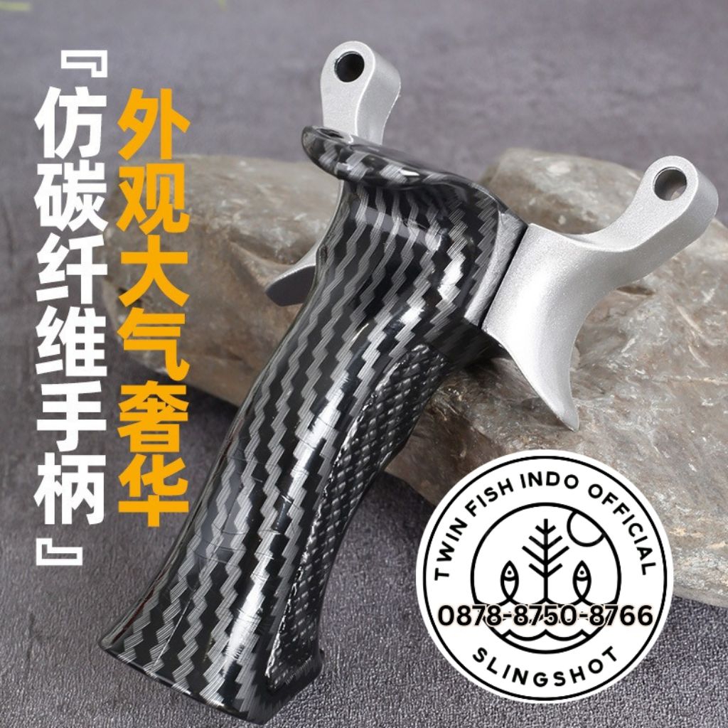 ketapel berburu burung atau ikan frame ketapel bahan ABS padat MOTIF CARBON