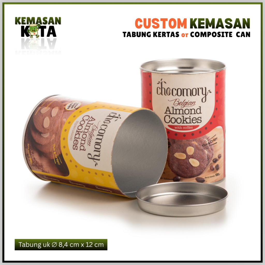 Tabung Kertas / Composite Can Premium Food-Grade 8.4 x 12 cm | Kemasan Aluma Custom Polos / Cetak Pr
