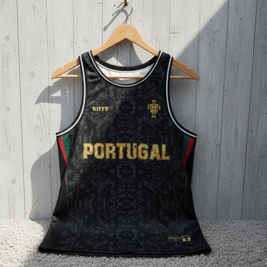Portugal Retro Black Basketball Jersey