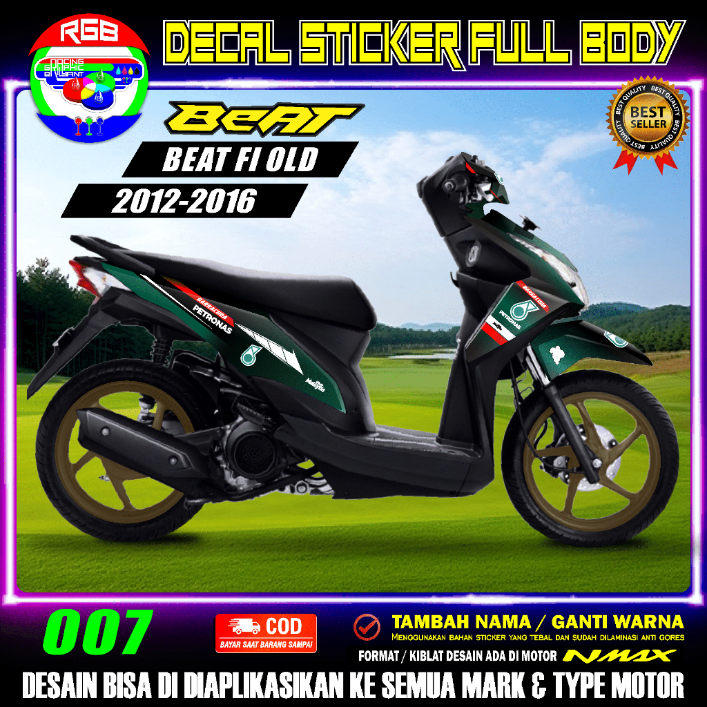 DECAL STIKER VARIASI HONDA BEAT FI OLD / LAMA FULL BODY STICKER 2012 2013 2014 2015 2016 PETRONAS - 