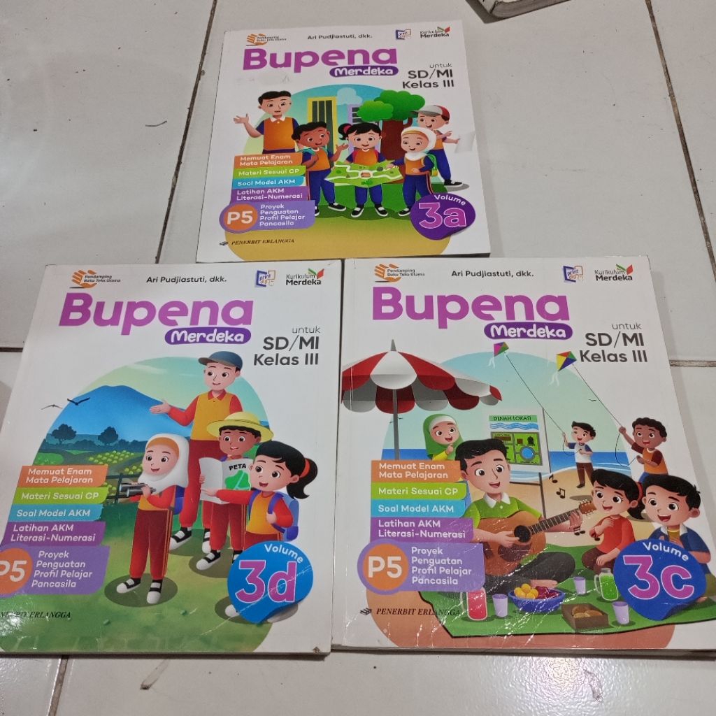 Buku Bekas Bupena 3a, 3b, 3c, 3d. SD MI Kelas 3 Kurikulum Merdeka Penerbit Erlangga