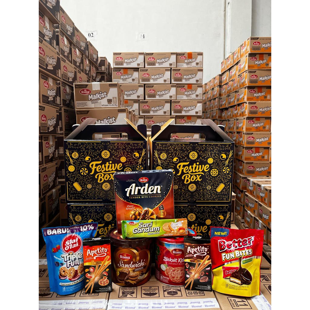 (LIMITED EDITION) Hampers Natal & Lebaran Festive Box Mayora || kue camilan || Isi : Arden, Slai ola