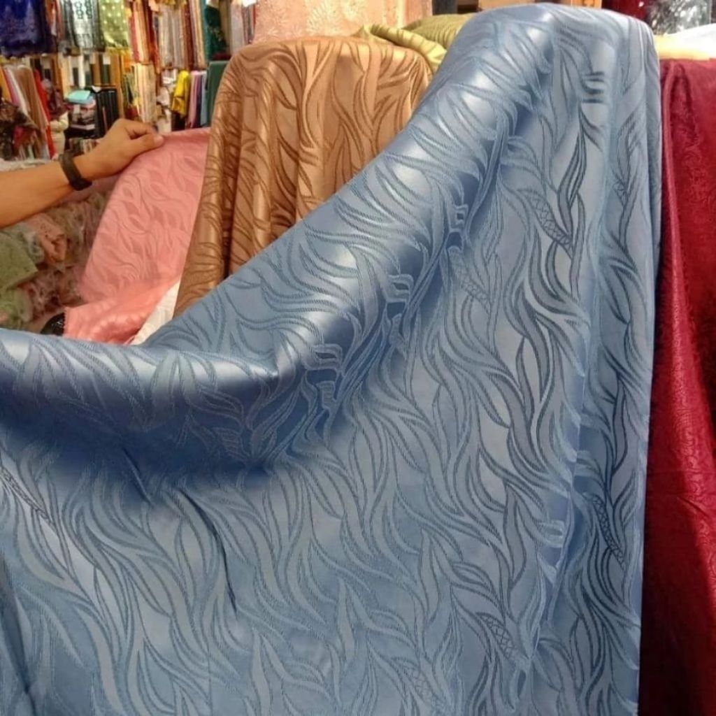 Kain jaguard embos premium motif timbul jetblack jaquard fukuro arabian murah